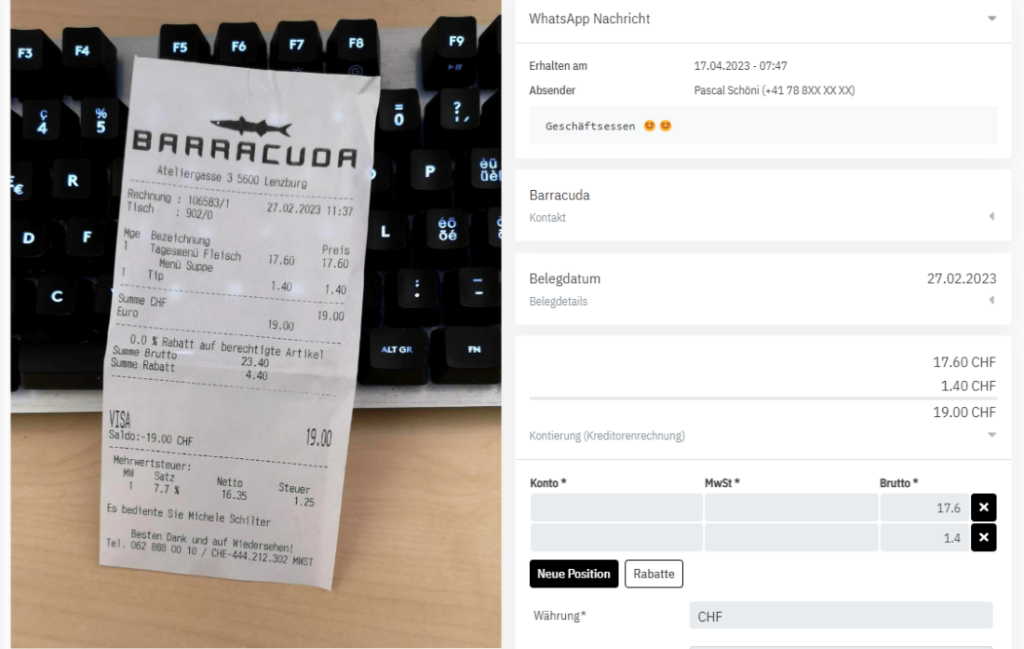 How 360dialog Helped Kontera Avoid Building an App Photo of scanned receipt, provided by Kontera.